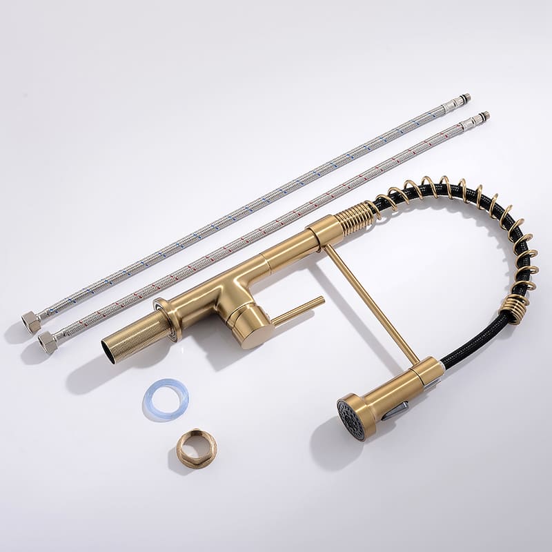 Pull Down Sprayer Kitchen Sink Faucet with LED Light - 8''W x 16.1''H