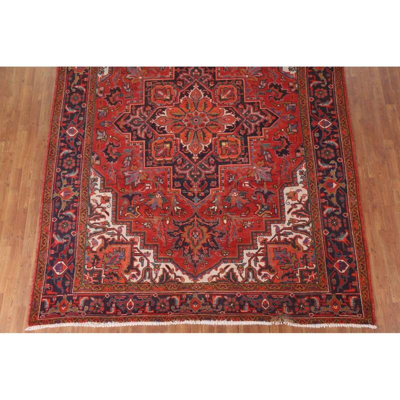 Hand Knotted Oriental 100% Wool Carpet Traditional Medallion Red Heriz Area Rug - 12' 3'' X 8' 4''
