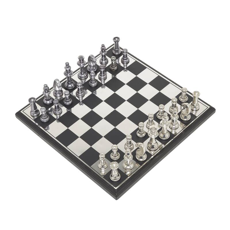 Aluminum Metal Chess Game Set - Gold or Black - Roche River Decor