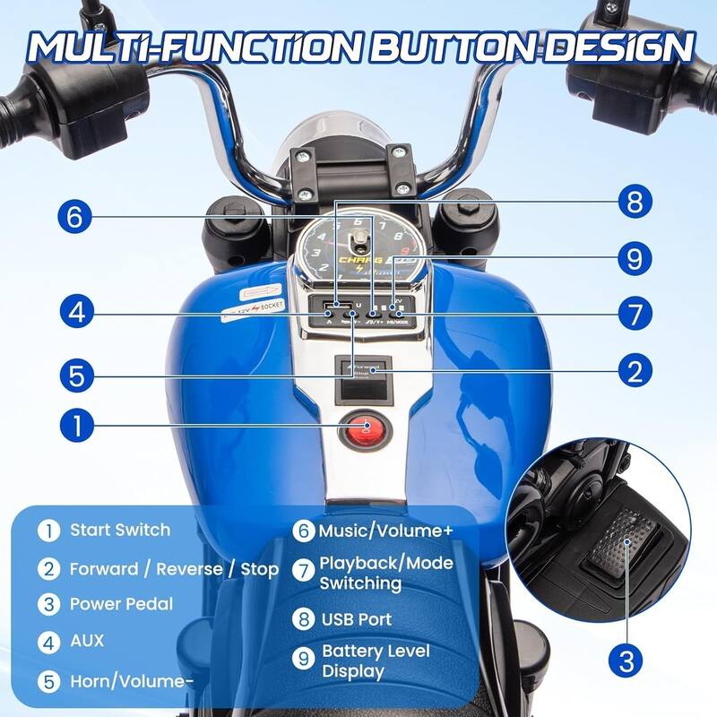 12v Electric 3-Wheel Ride-on Toy Motorcycle for Kids Best Gift