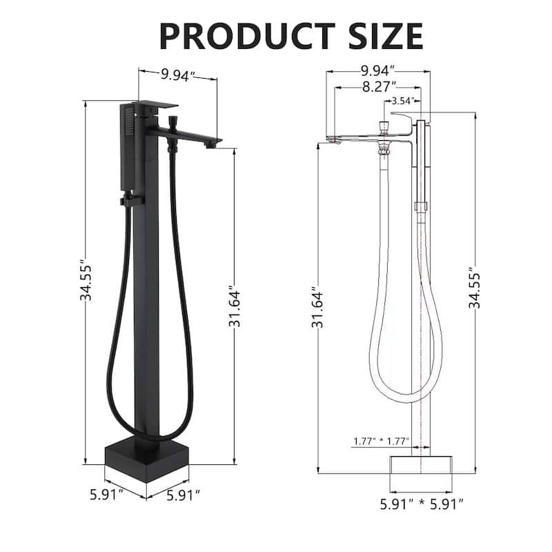 Bathtub Faucet, Single Handle Floor Mounted Free Standing Bathtub Faucet