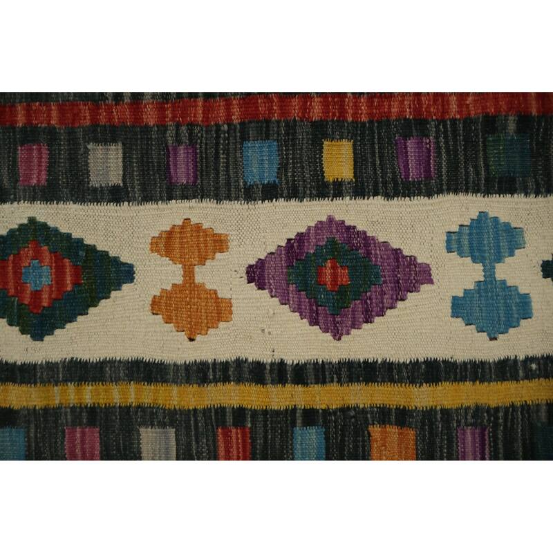 Hand Woven Oriental 100% Wool Carpet Southwestern Tribal Multi-Colored Kilim Area Rug - 11' 4'' X 8' 4''