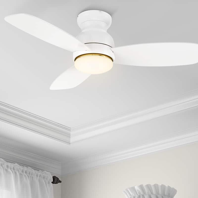 CARRO Reed 44" 3-Blade Indoor Ceiling Fan with LED light and Remote. - White/Maple
