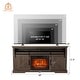 preview thumbnail 11 of 11, 68" Farmhouse Dark Brown Electric Fireplace TV Stands Console for 78-inch TV with Remote