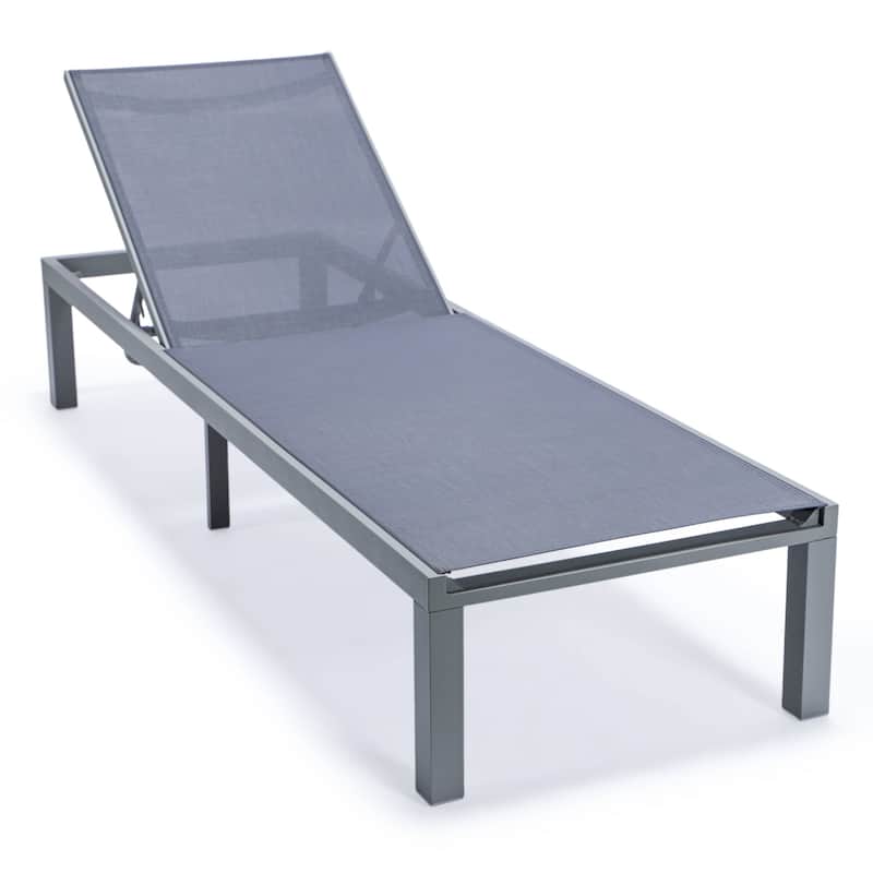 Aluminum Beach Pool Sun Lounge Chair Sling Mesh Fabric Reclining Stackable Lounger Chair - Dark Grey