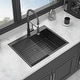 preview thumbnail 3 of 6, 25 x 22 inch Gunmetal Black Drop In Topmount 18 Gauge Stainless Steel Kitchen Sink