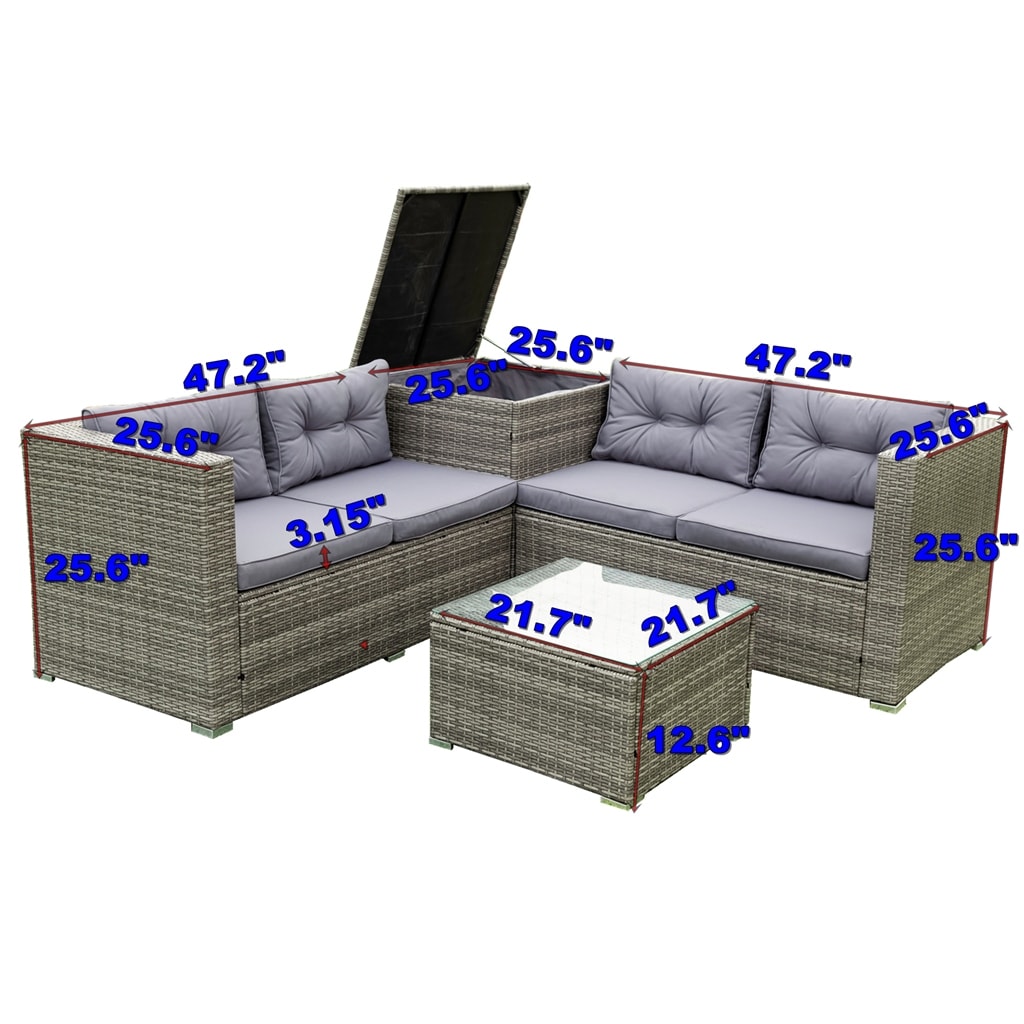 Outdoor sectional with storage for cushions clearance