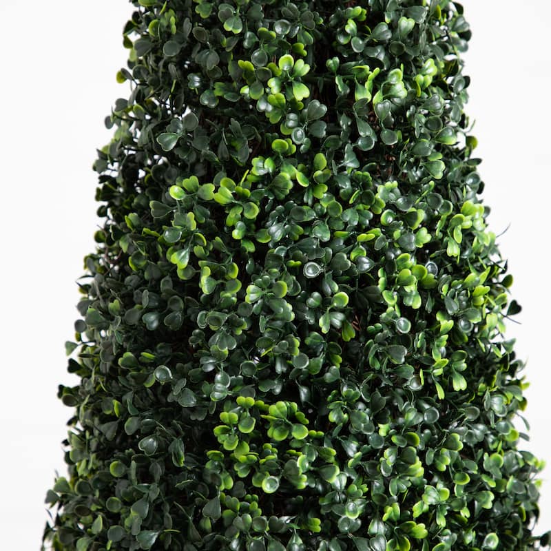 Boxwood Topiary Artificial Outdoor Potted Cone Tree - 6' - Green