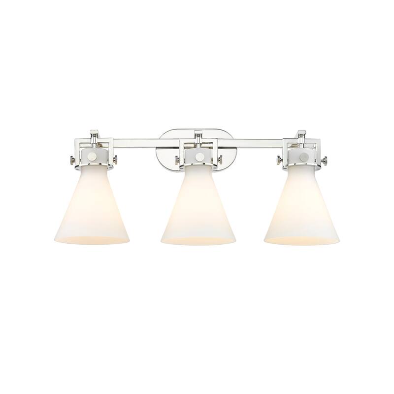 Innovations Lighting 411-3W-12-27 Newton Cone Vanity Newton Cone 3 - Polished Nickel / Matte White