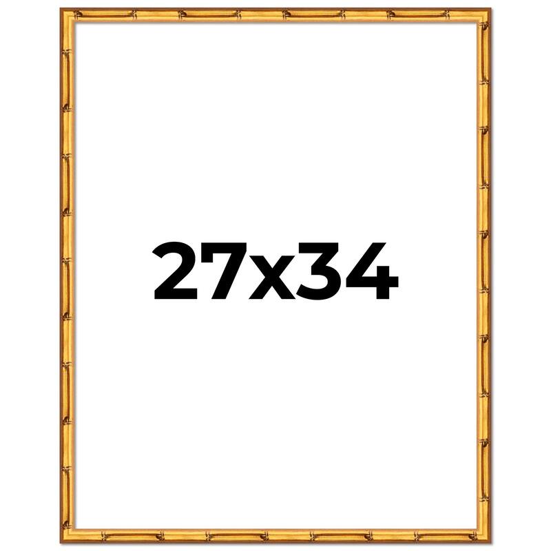27x34 Frame Gold Bamboo Picture Frame Modern Photo Frame Includes UV Acrylic Shatter Guard Front Acid Free Foam Backing Board