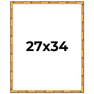 27x34 Frame Gold Bamboo Solid Wood Picture Frame | 1 Inch Moulding