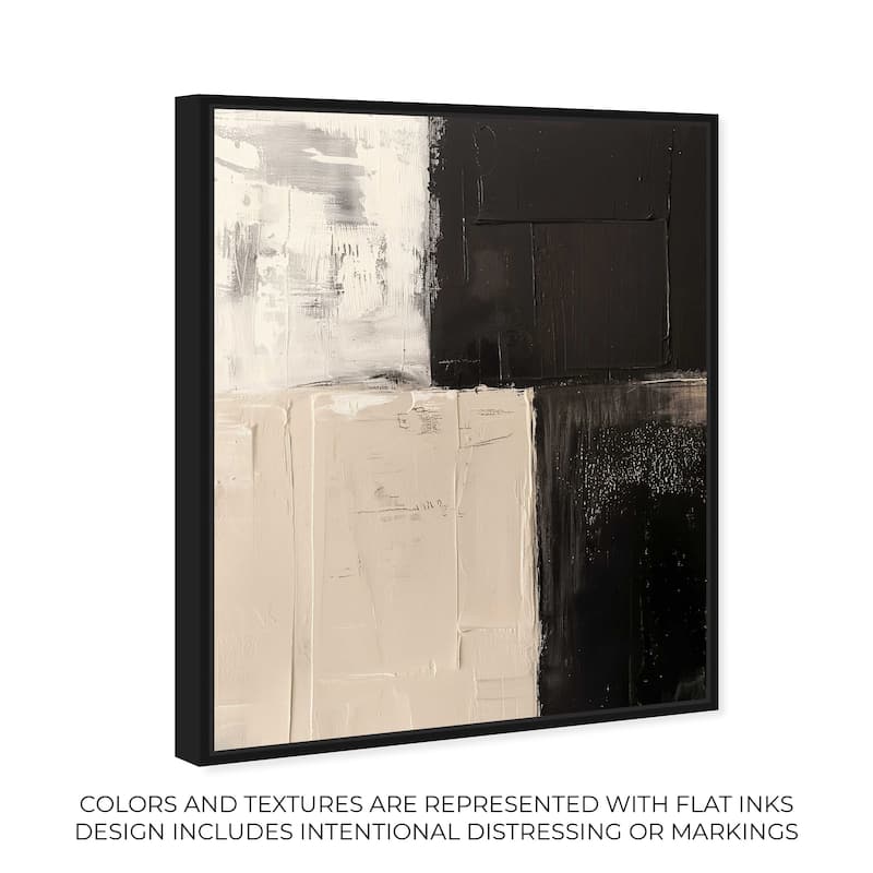 Art Remedy Checkered Framed Abstract Shapes 1 Piece Canvas Wall Art