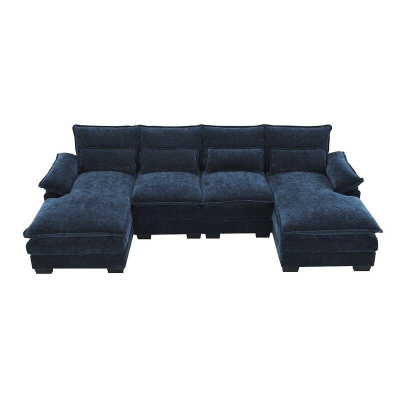6-seat U-shaped Sectional Sofa, Sleeper Sectional with Waist Pillows for Living Room, Apartment