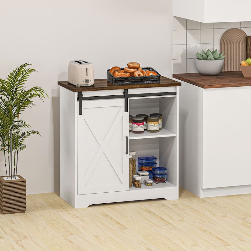 Farmhouse Coffee Bar Cabinet Buffet Sideboard
