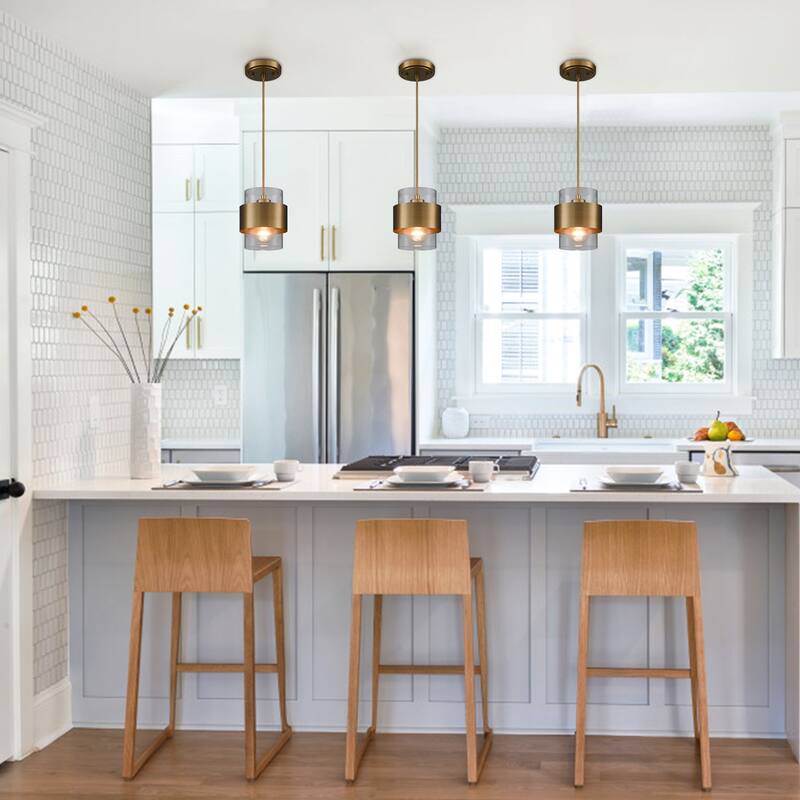 Syros Modern Pendant Light Industrial Mini Cylinder w/ Glass Shade