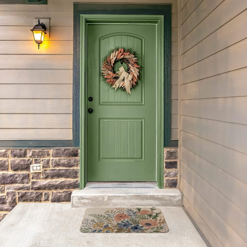 Botanical Blends Indoor/Outdoor Natural Linen Look Floor Mat with Recycled Rubber Back Made in The USA 29.5” x 17.75” - 2' x 3'