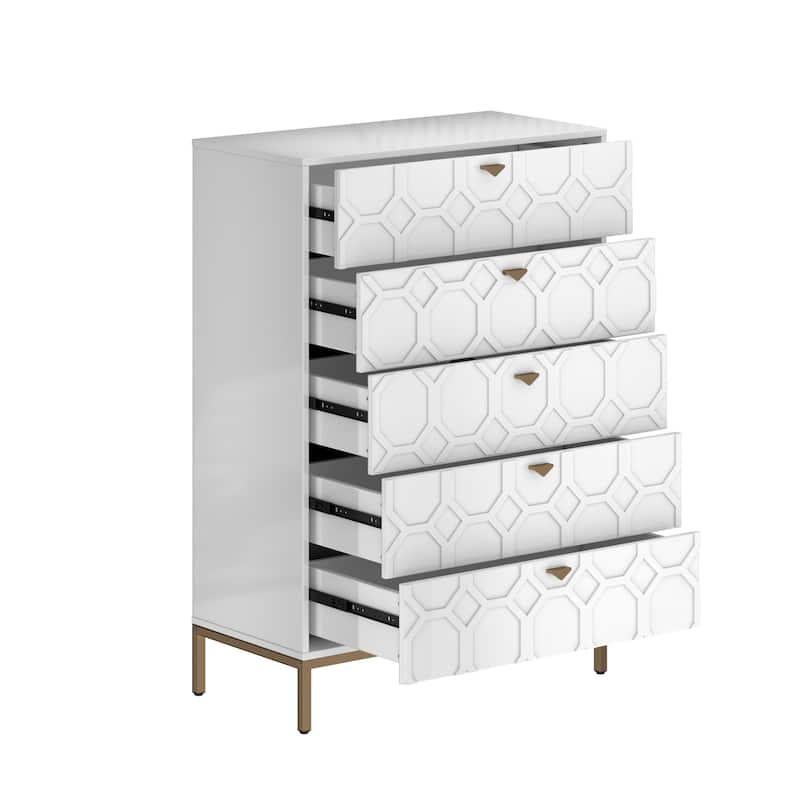 Clihome Wooden 5-Drawer Storage Chest