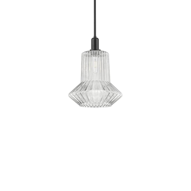 Innovations Lighting 716-1S-16-12 Springwater Pendant Springwater 12" - Matte Black / Clear Fluted