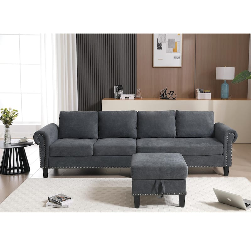 Convertible Sectional Sofa with Storage - Gray