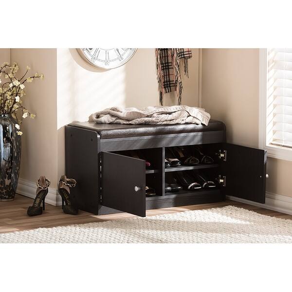 Shop Lucerne Dark Brown Wood 2 Door Entryway Shoe Cabinet With
