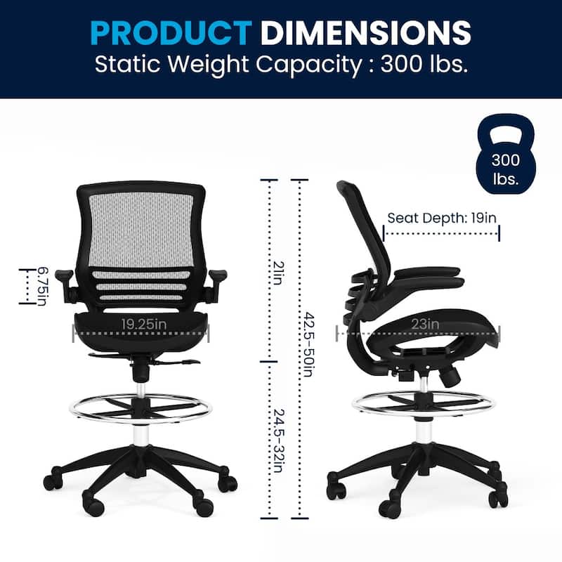 Mid-Back Swivel Office Chair with Adjustable Foot Ring