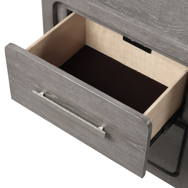 Furniture of America Sorelle Modern Solid Wood Nightstand with USB Ports
