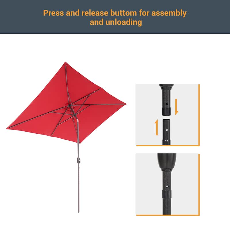 LIVOOSUN 10 x 6.5ft Outdoor Market Patio Umbrella w/Tilt and Crank