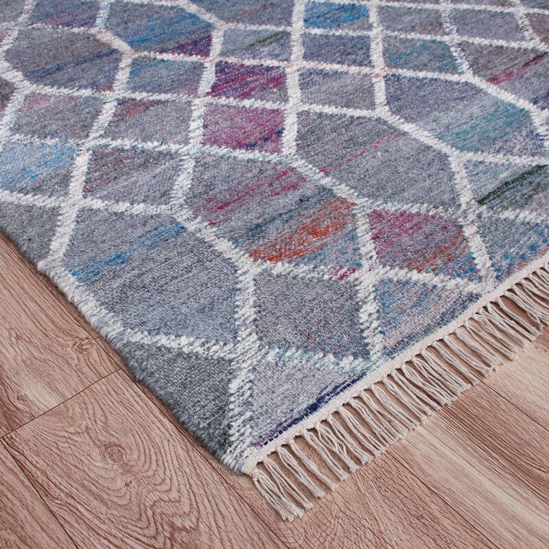 Sevita Hand-Woven Southwestern Jute-Blend Area Rug, White and Blue