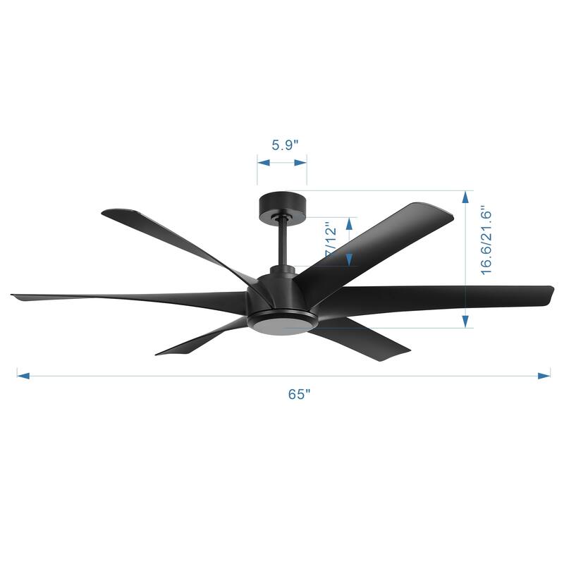 65-in Indoor Large Ceiling Fan with Remote without Light (6-Blade)