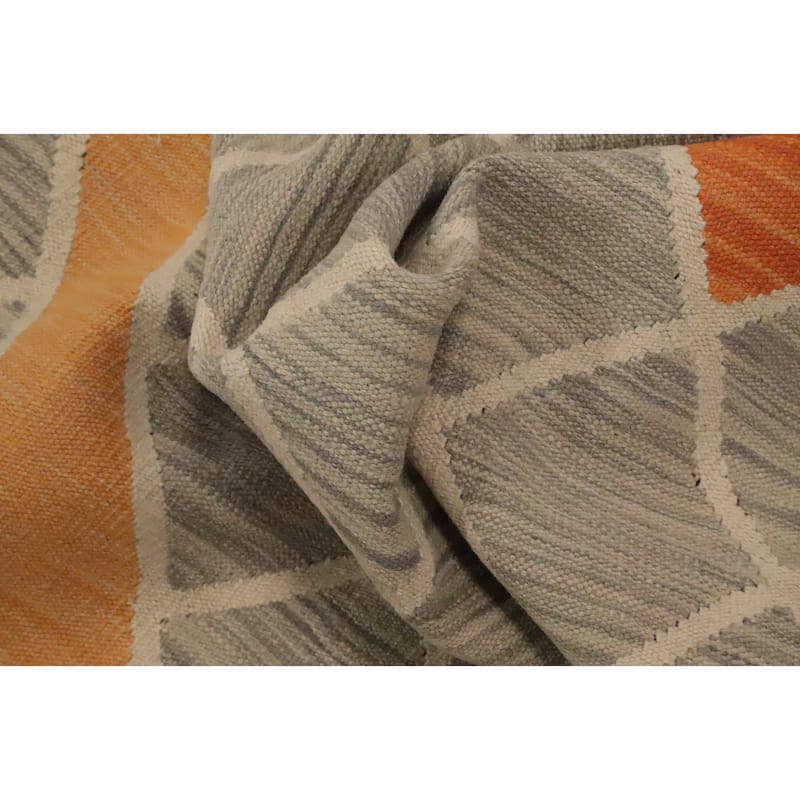 Hand Woven Oriental 100% Wool Carpet Southwestern Modern Greys & Charcoal Kilim Area Rug - 6' 6'' X 5' 1''