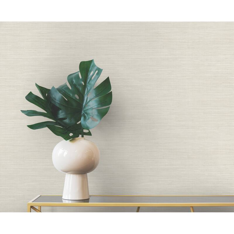Winn Cream Faux Grasscloth Wallpaper