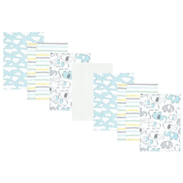 slide 1 of 1, Hudson Baby Cotton Flannel Burp Cloths, Neutral New Elephant 7-Pack, One Size - Neutral New Elephant 7-Pack - One Size One Size - Neutral New Elephant 7-Pack