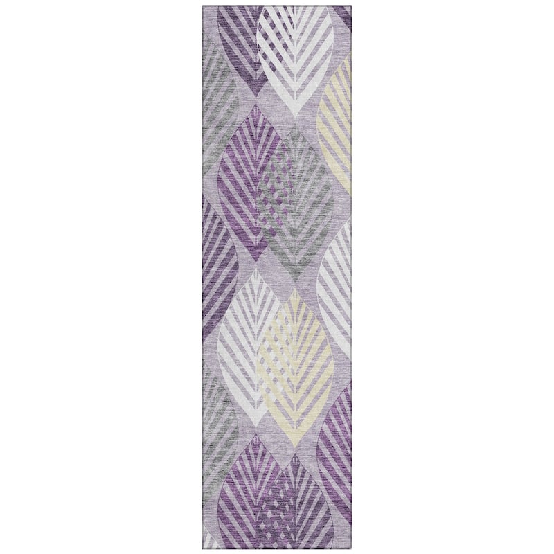 Machine Washable Indoor/ Outdoor Chantille Casual Palm Leaf Rug