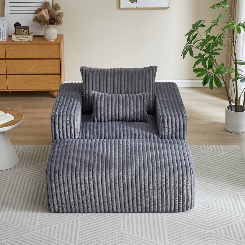 GDFStudio - Amelia Plush Corduroy Recliner Sofa with Removable Footrest for Relaxed Living Room Comfort
