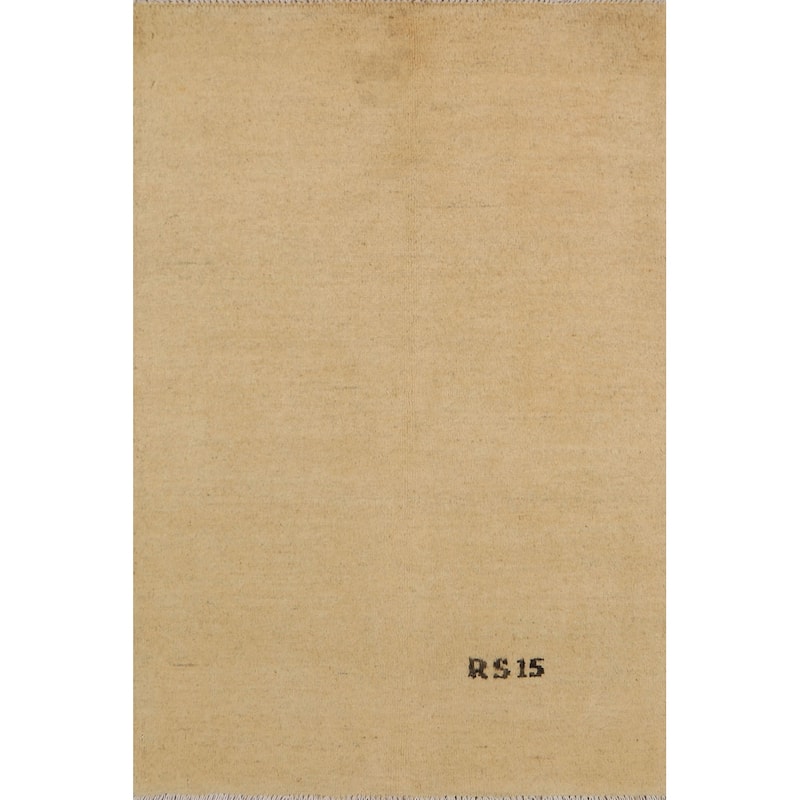 Modern Gabbeh Oriental Foyer Rug Hand-Knotted Solid Wool Carpet - 2'8"x 4'0"