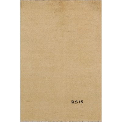 Modern Gabbeh Oriental Foyer Rug Hand-Knotted Solid Wool Carpet - 2'8"x 4'0"