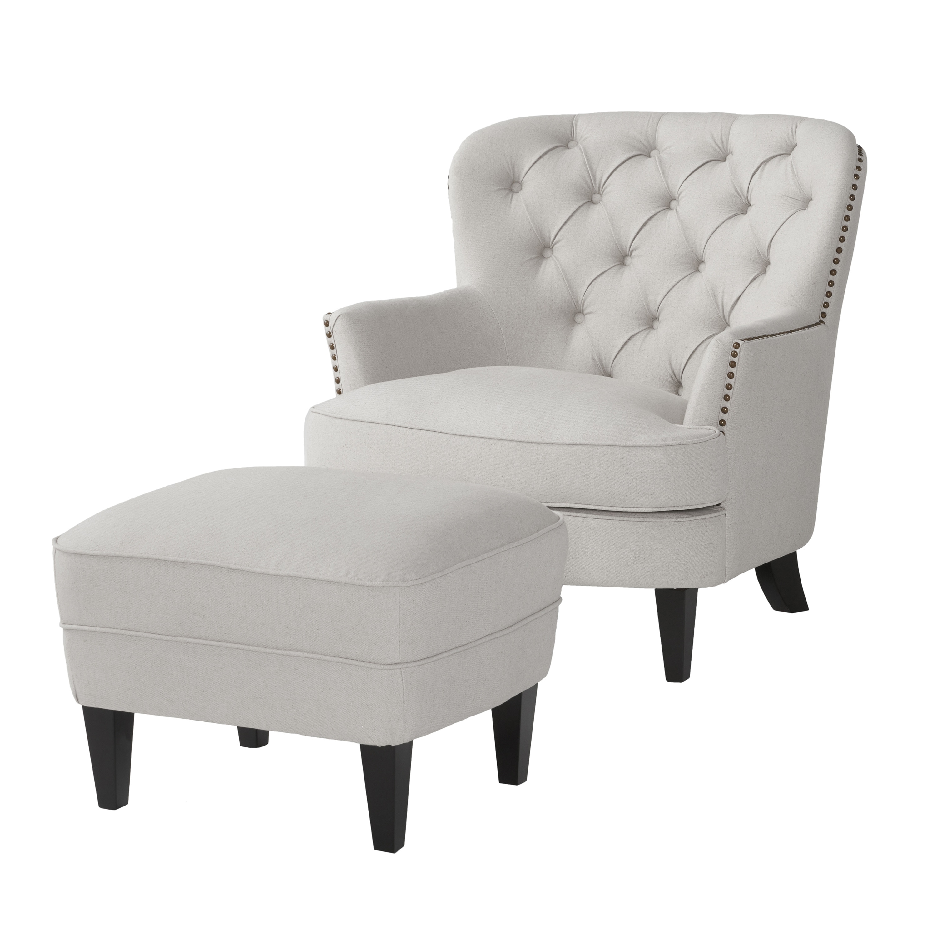 Tafton tufted club chair with sales ottoman by christopher knight home