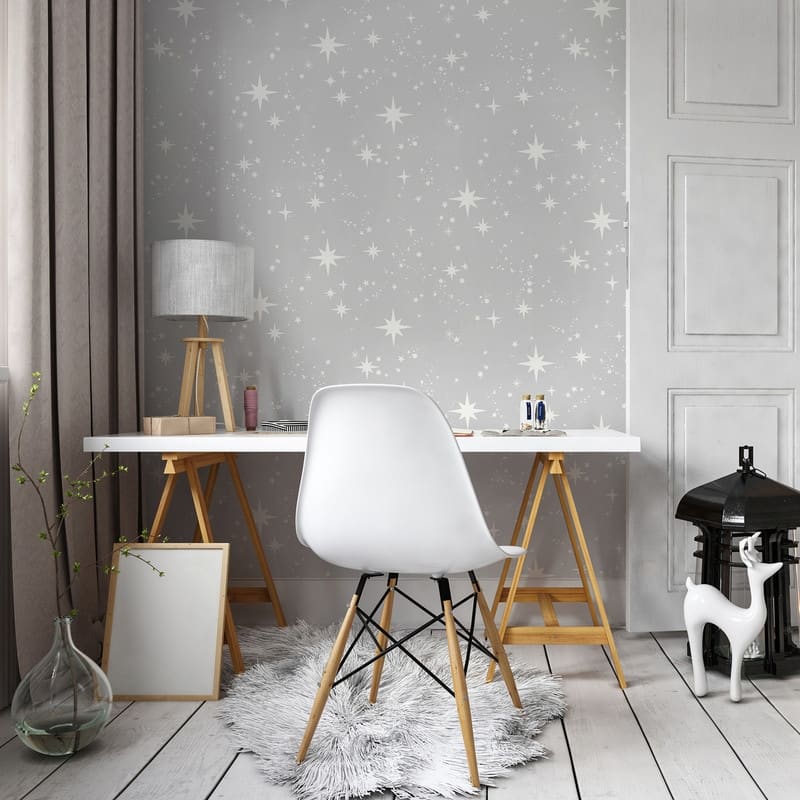 InHome Grey Scattered Stars Peel & Stick Wallpaper