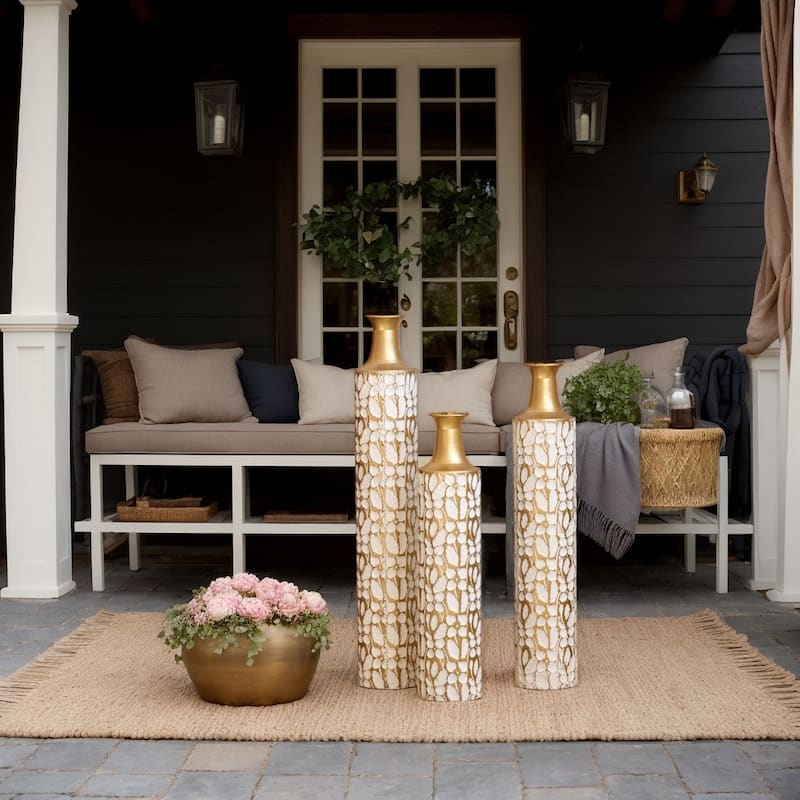 Floor Vases Gold Large Vases - 32/28/24 inch Decorative High Vases Set of 3 for Home Decor Vintage Large Vases