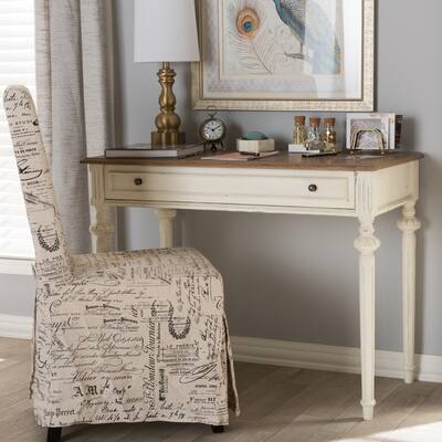 Marquetterie French Provincial Weathered Oak and Whitewash Writing Desk