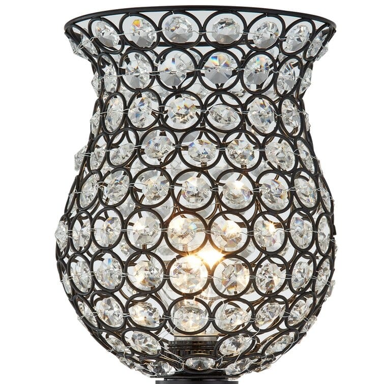 Crystal shade 59" Black Torchiere Floor Lamp - N/A