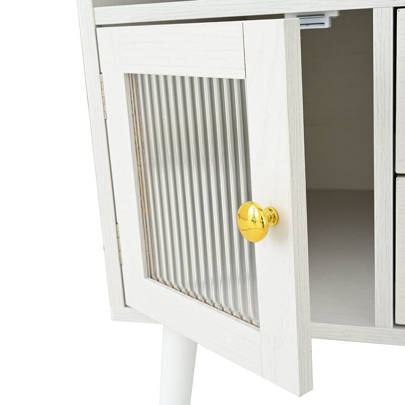 3-in-1 Vanity Desk with Lighted Flip-Top Mirror & Retractable Side Cabinet, Vanity Set with Stool & Storage Drawers