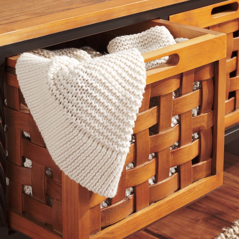 SAFAVIEH Toshie Honey Oak Storage Bench - 42.5" x 15.5" x 20" - 43Wx16Dx20H