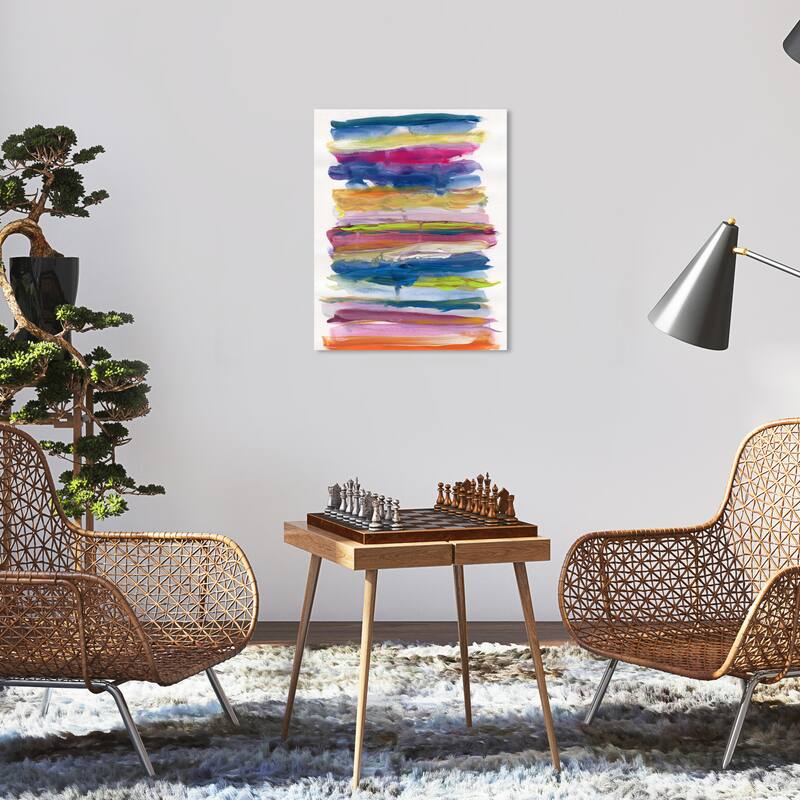 Wynwood Studio Abstract Striped and Neon Blue and Modern & Contemporary Wall Art Canvas Print - 20 x 16