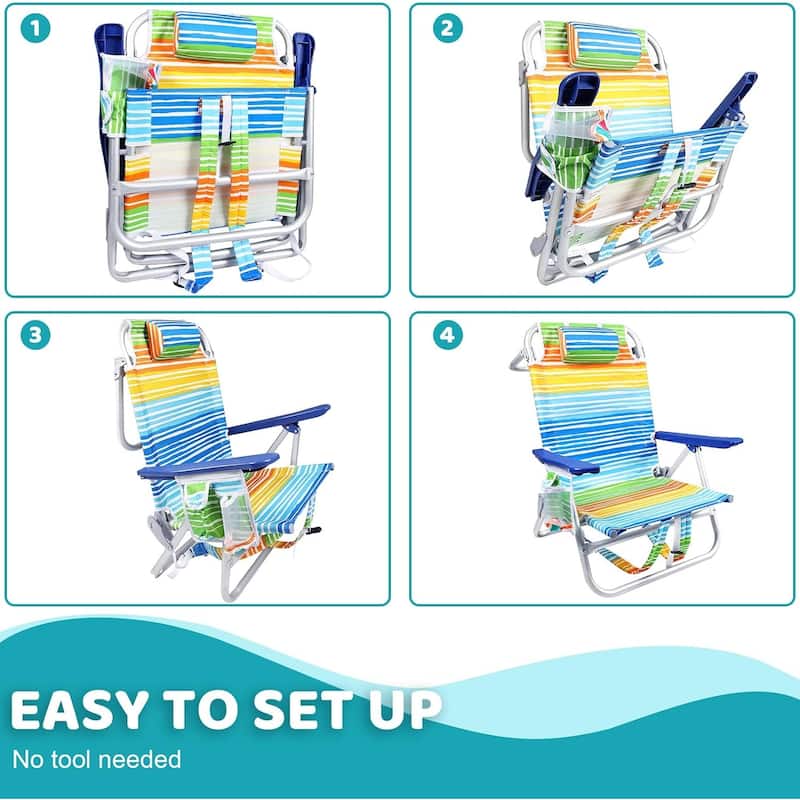 BOSSIN Backpack Beach Chairs for Adults,Adjustable high Beach Lounge Chairs with Towel Rack for Outdoor,Travel