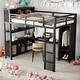 preview thumbnail 15 of 24, Full Size Loft Bed with Wardrobe,L-shaped Desk,Storage Cubes and Shelves