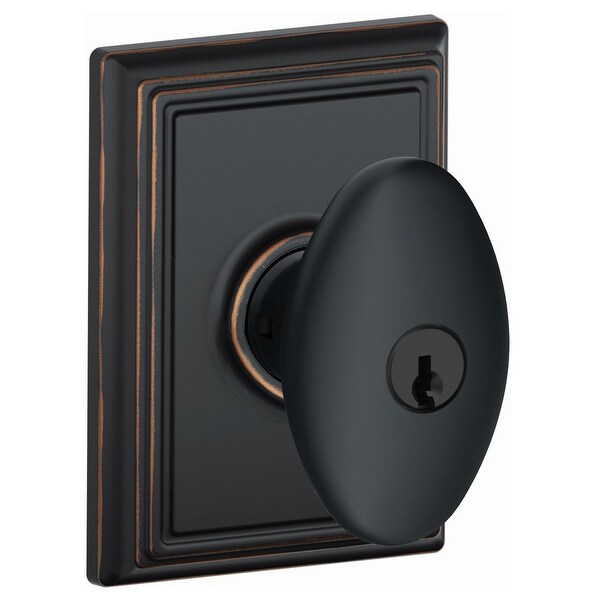 Schlage F51A-SIE-ADD Siena Keyed Entry Single Cylinder Door Knob Set with Decorative Addison Trim