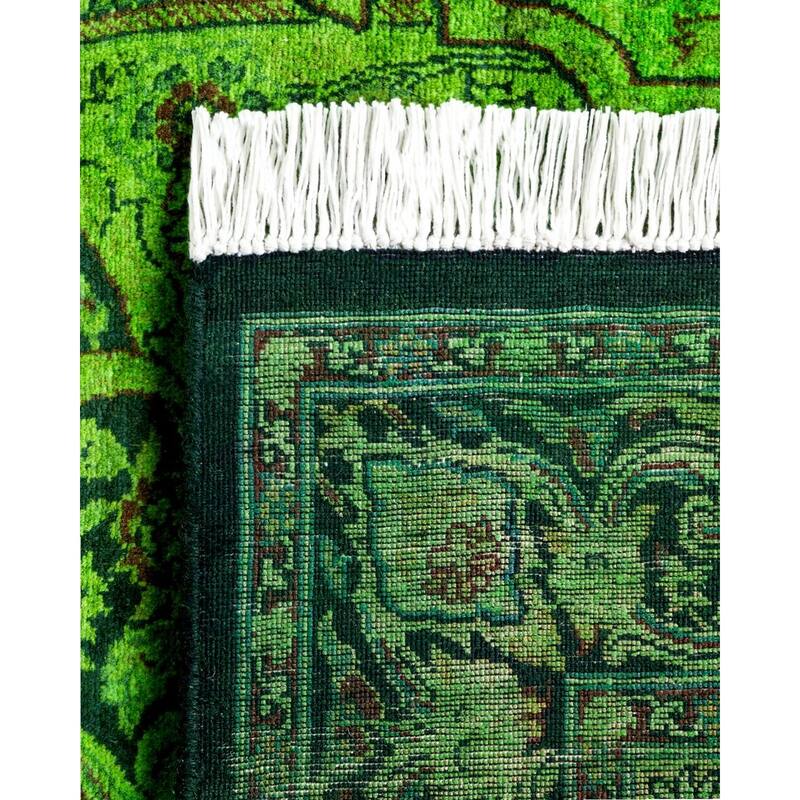 Overton Hand Knotted Wool Vintage Inspired Modern Contemporary Overdyed Green Area Rug - 3' 2" x 5' 4"
