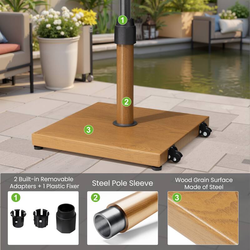 45LBS Outdoor Patio Square Concrete Market Umbrella Base Stand with Wheels