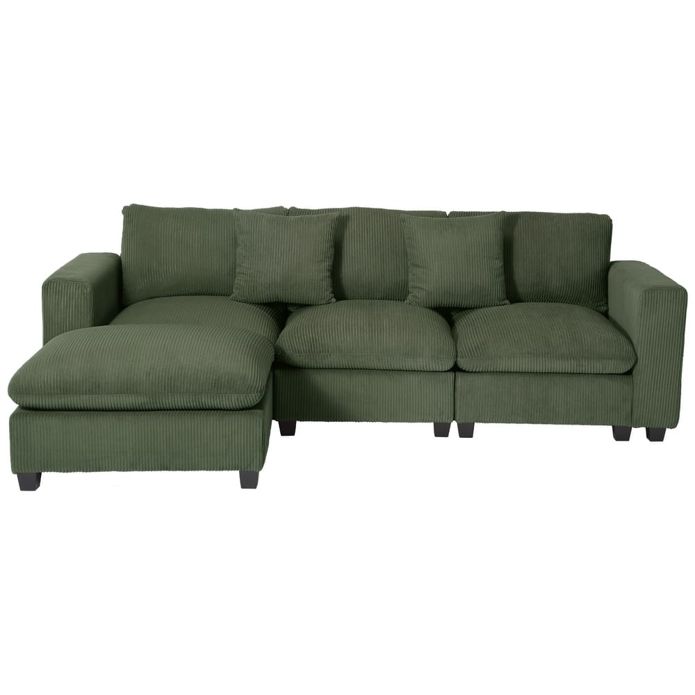 Hamilton 4-Piece Corduroy Upholstered Modular Sectional with USB Port